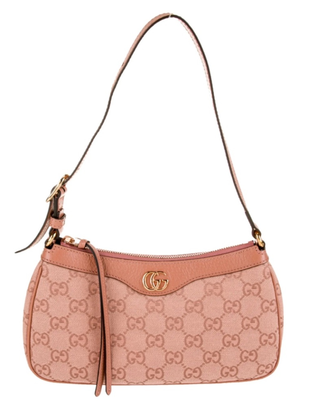 Gucci Pink GG Canvas Ophidia Small Shoulder Bag with Rose Gold Hardware
